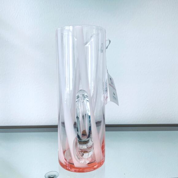 Di Murano ALESSANDRO COPPOLA Glass Pitcher 34oz Pink & White Stripe Italy NEW - Picture 4 of 14
